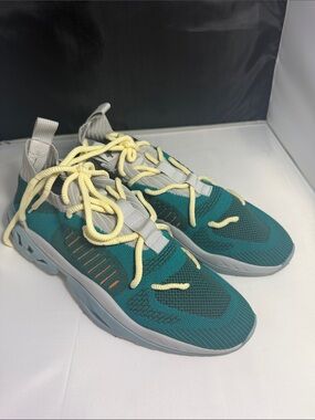 Sia Collective V2 Waves Green Gray Orange Knit Sock Runner Sneakers Size 12